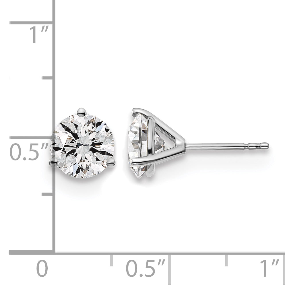 14K White Gold 3 ct Lab-Created Diamond VS/SI+ G+, 3-Prong Stud Earrings
