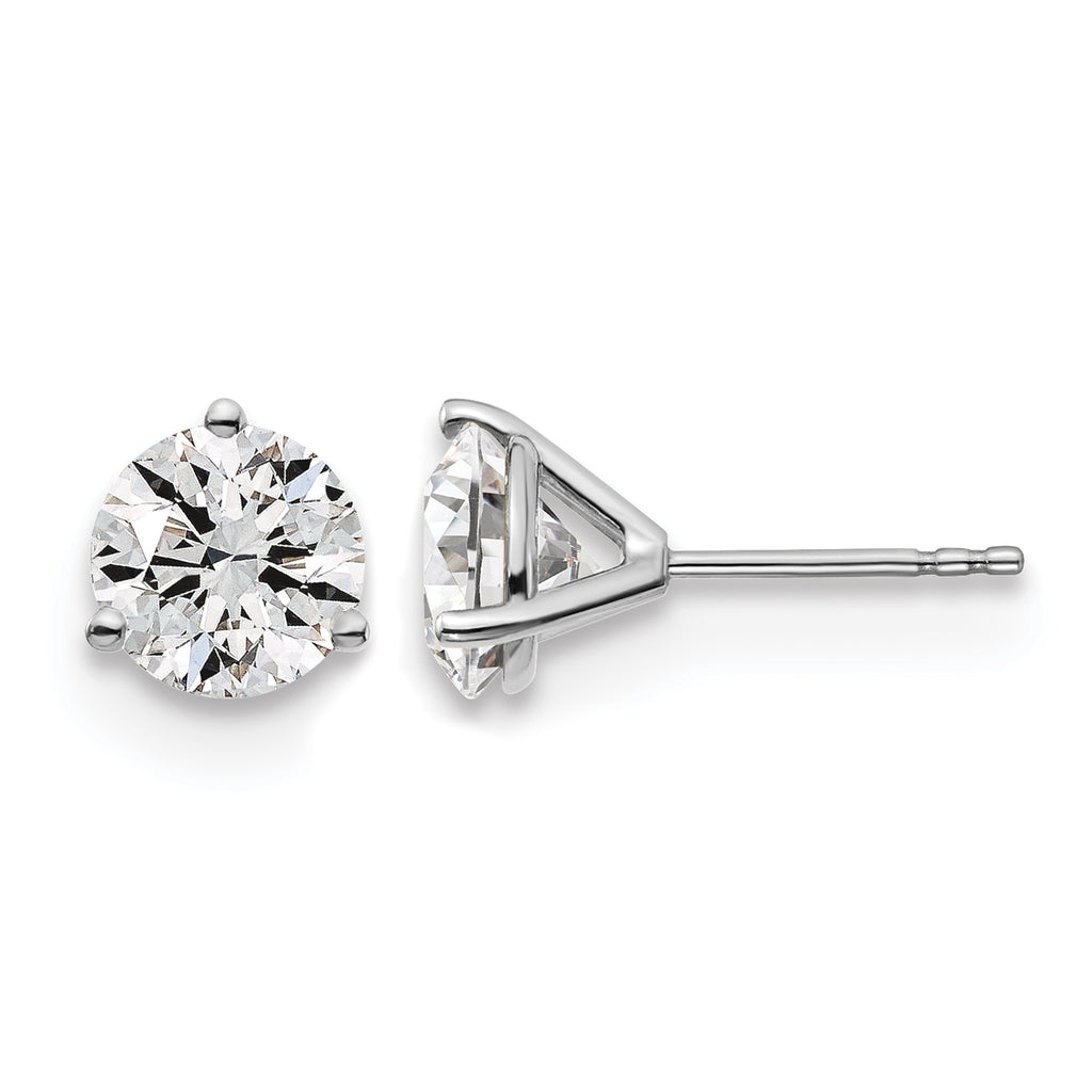 14K White Gold 3 ct Lab-Created Diamond VS/SI+ G+, 3-Prong Stud Earrings