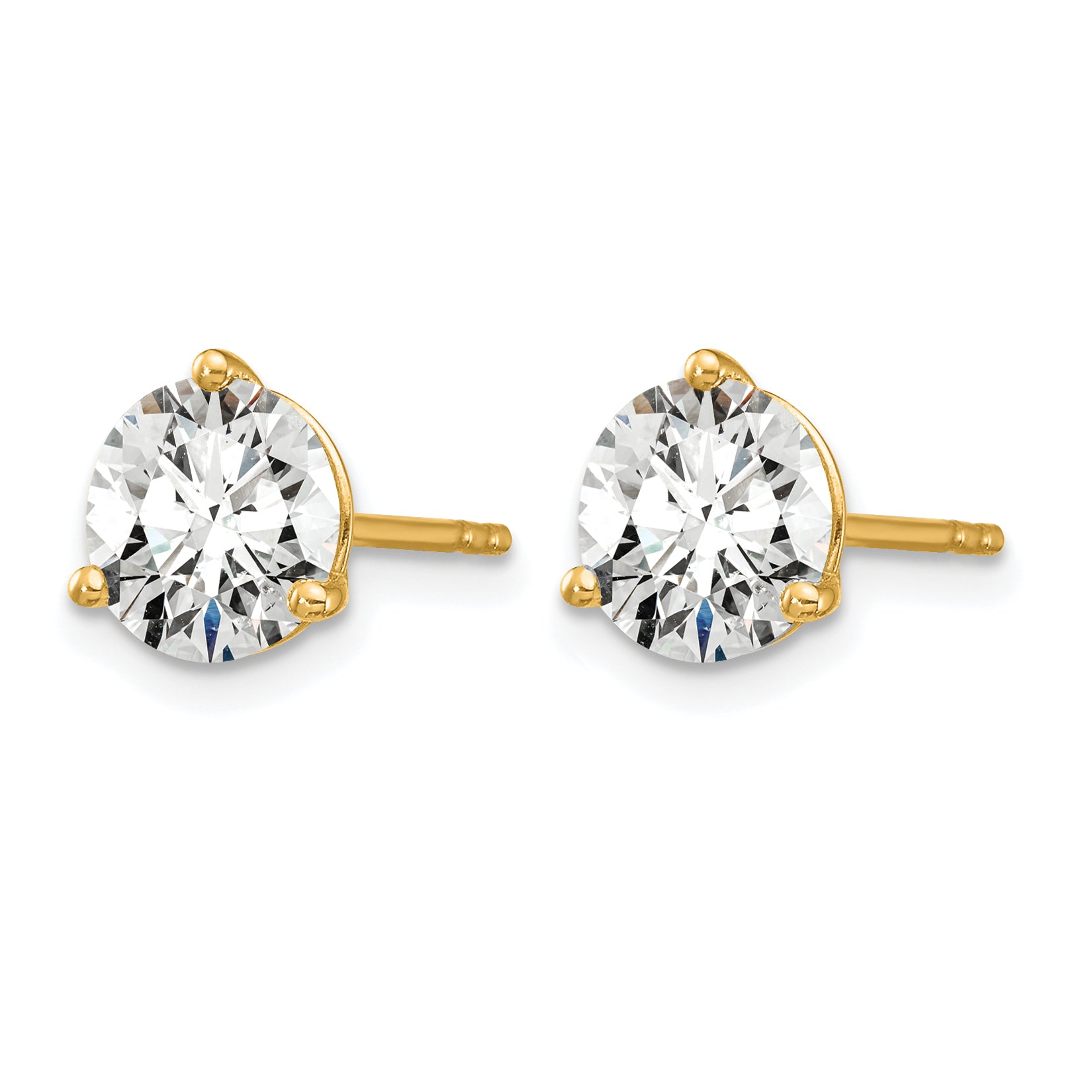 14K Yellow Gold 3 ct Lab-Created Diamond VS+ F+, 3-Prong Stud Earrings Secondary image