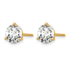 14K Yellow Gold 3 ct Certified Lab-Created Diamond VS/SI+ G+, 3-Prong Stud Earrings