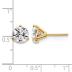 14K Yellow Gold 3 ct Certified Lab-Created Diamond VS+ F+, 3-Prong Stud Earrings