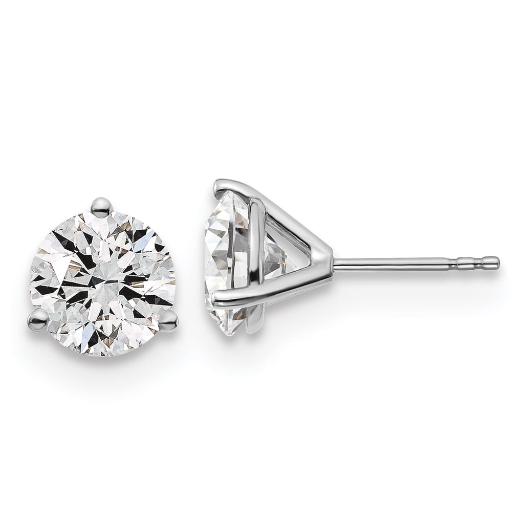 18K White Gold 4 ct Certified Lab-Created Diamond VS+ F+, 3-Prong Stud Earrings