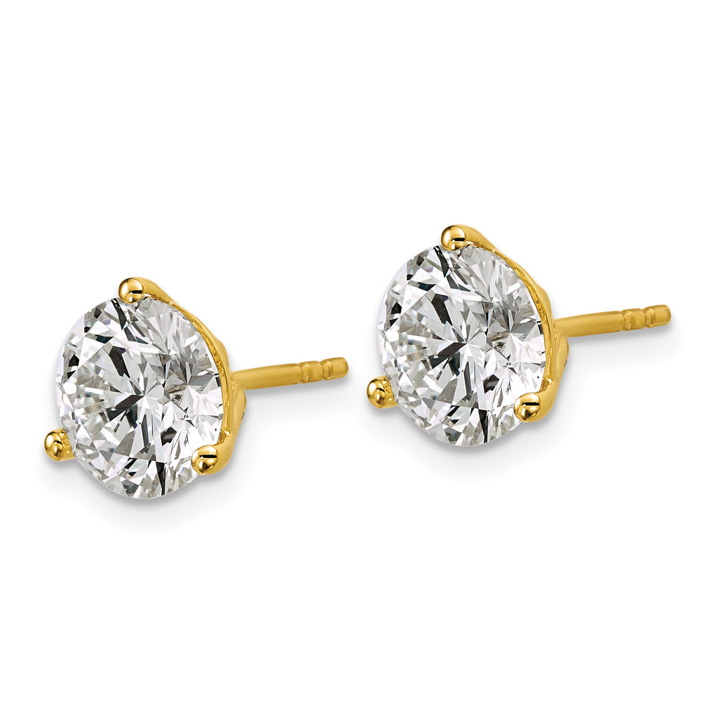 18K Yellow Gold 4 ct Lab-Created Diamond VS+ F+, 3-Prong Stud Earrings
