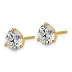 18K Yellow Gold 4 ct Lab-Created Diamond VS+ F+, 3-Prong Stud Earrings