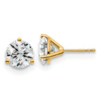 18K Yellow Gold 4 ct Certified Lab-Created Diamond VS+ F+, 3-Prong Stud Earrings
