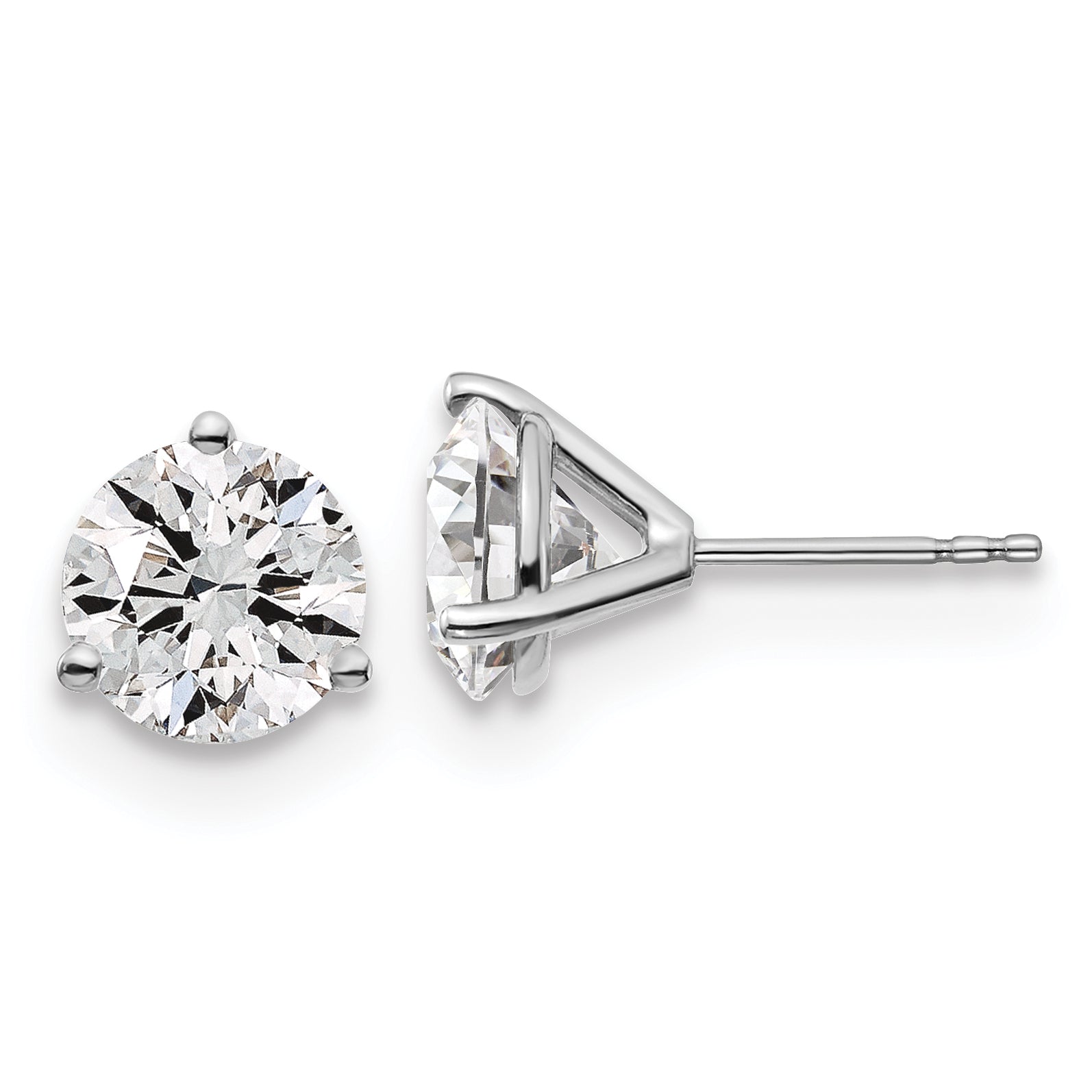 Platinum 4 ct Lab-Created Diamond VS+ F+, 3-Prong Stud Earrings