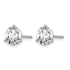 14k White Gold 4 carat Lab Grown Diamond VS+ F+ Round Complete Three Prong Stud Earrings