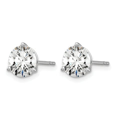 14k White Gold 4 carat Lab Grown Diamond VS+ F+ Round Complete Three Prong Stud Earrings