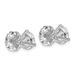 14k White Gold 4 carat Lab Grown Diamond VS+ F+ Round Complete Three Prong Stud Earrings