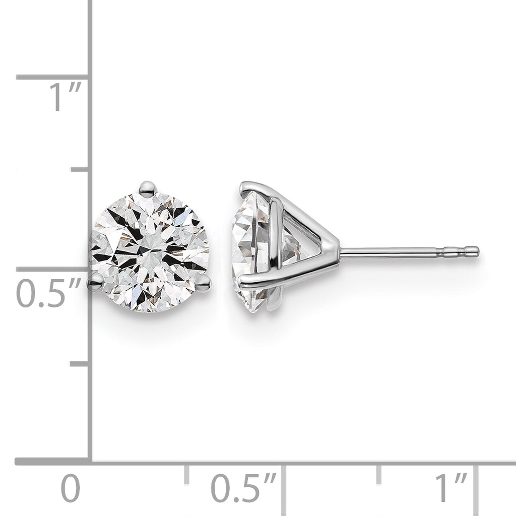 14K White Gold 4 ct Certified Lab-Created Diamond VS/SI+ G+, 3-Prong Stud Earrings