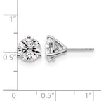 14k White Gold 4 carat Lab Grown Diamond VS+ F+ Round Complete Three Prong Stud Earrings