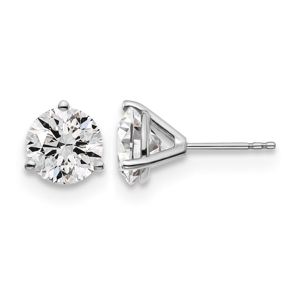 14K White Gold 4 ct Certified Lab-Created Diamond VS+ F+, 3-Prong Stud Earrings