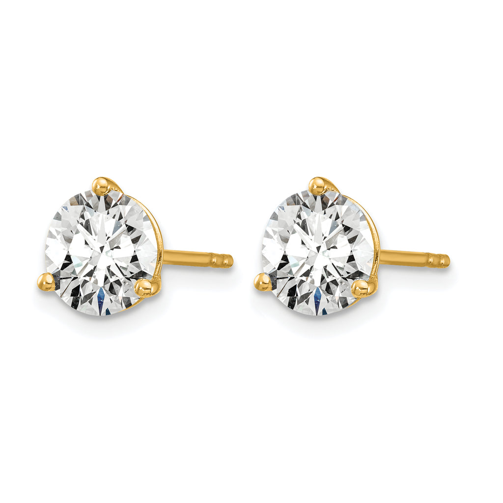 14K Yellow Gold 4 ct Certified Lab-Created Diamond VS/SI+ G+, 3-Prong Stud Earrings