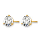 14K Yellow Gold 4 ct Certified Lab-Created Diamond VS/SI+ G+, 3-Prong Stud Earrings