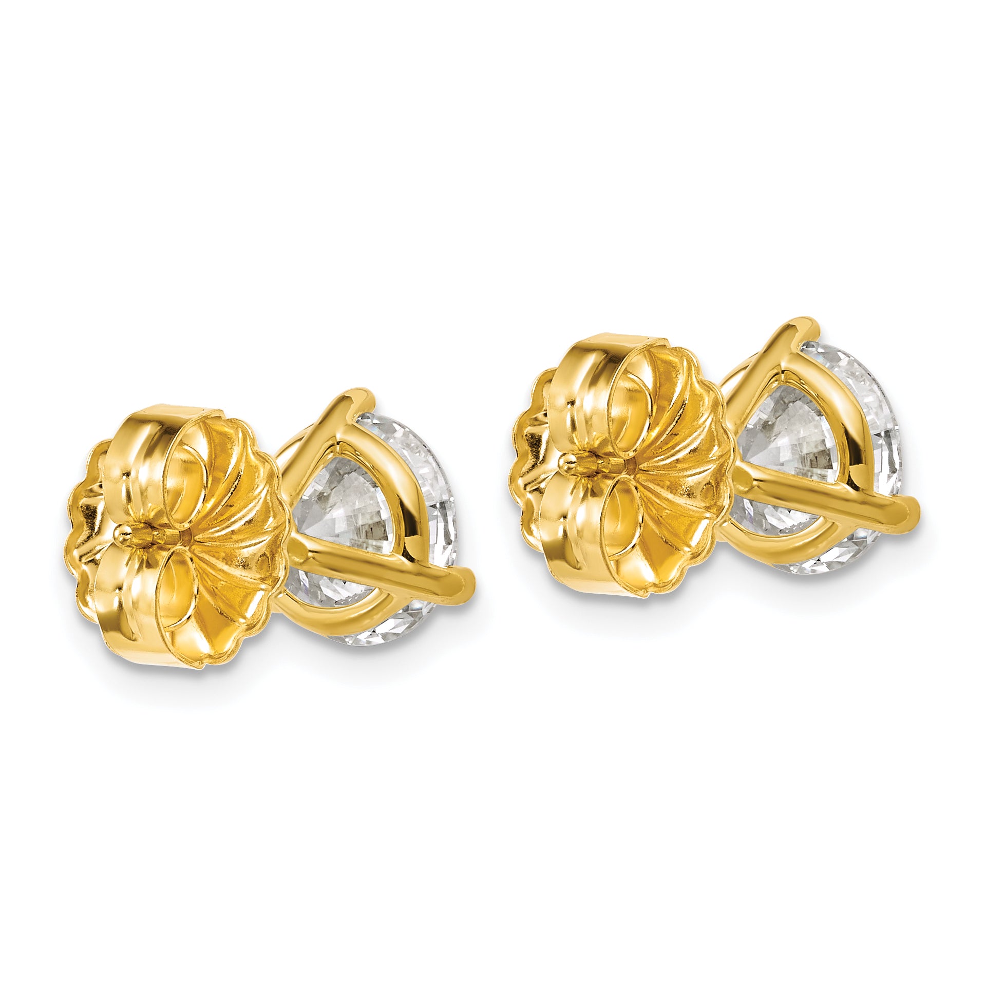 14k 4 carat Certified Lab Grown Diamond VS+ F+ Round Complete Three Prong Stud Earrings