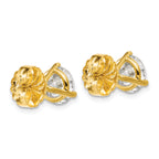 14K Yellow Gold 4 ct Lab-Created Diamond VS+ F+, 3-Prong Stud Earrings