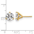 14K Yellow Gold 4 ct Certified Lab-Created Diamond VS/SI+ G+, 3-Prong Stud Earrings
