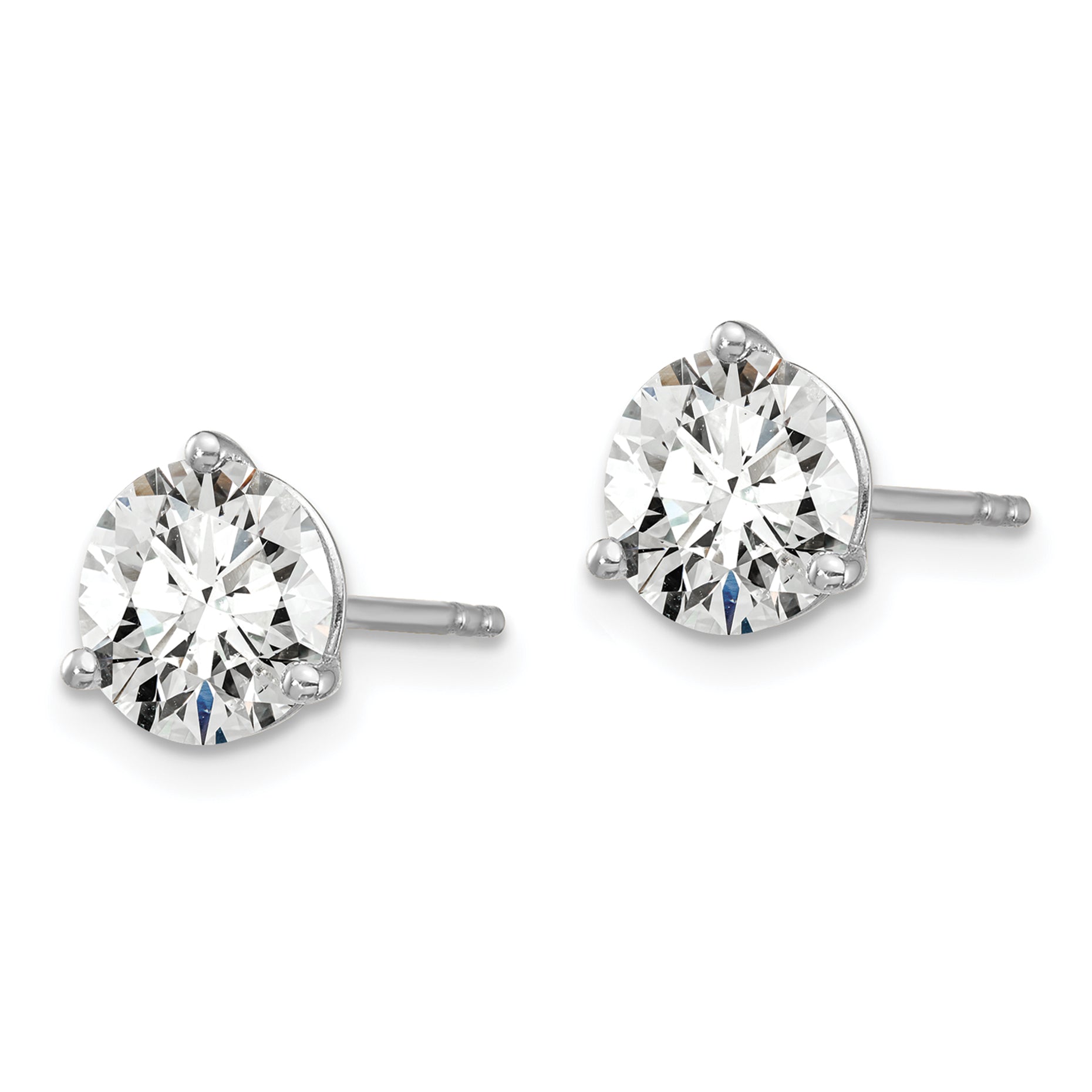 18K White Gold 5 ct Certified Lab-Created Diamond VS+ F+, 3-Prong Stud Earrings Secondary image