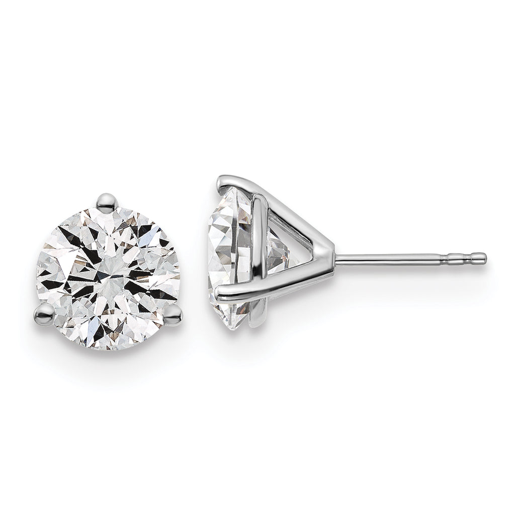 Platinum 5 ct Certified Lab-Created Diamond VS+ F+, 3-Prong Stud Earrings