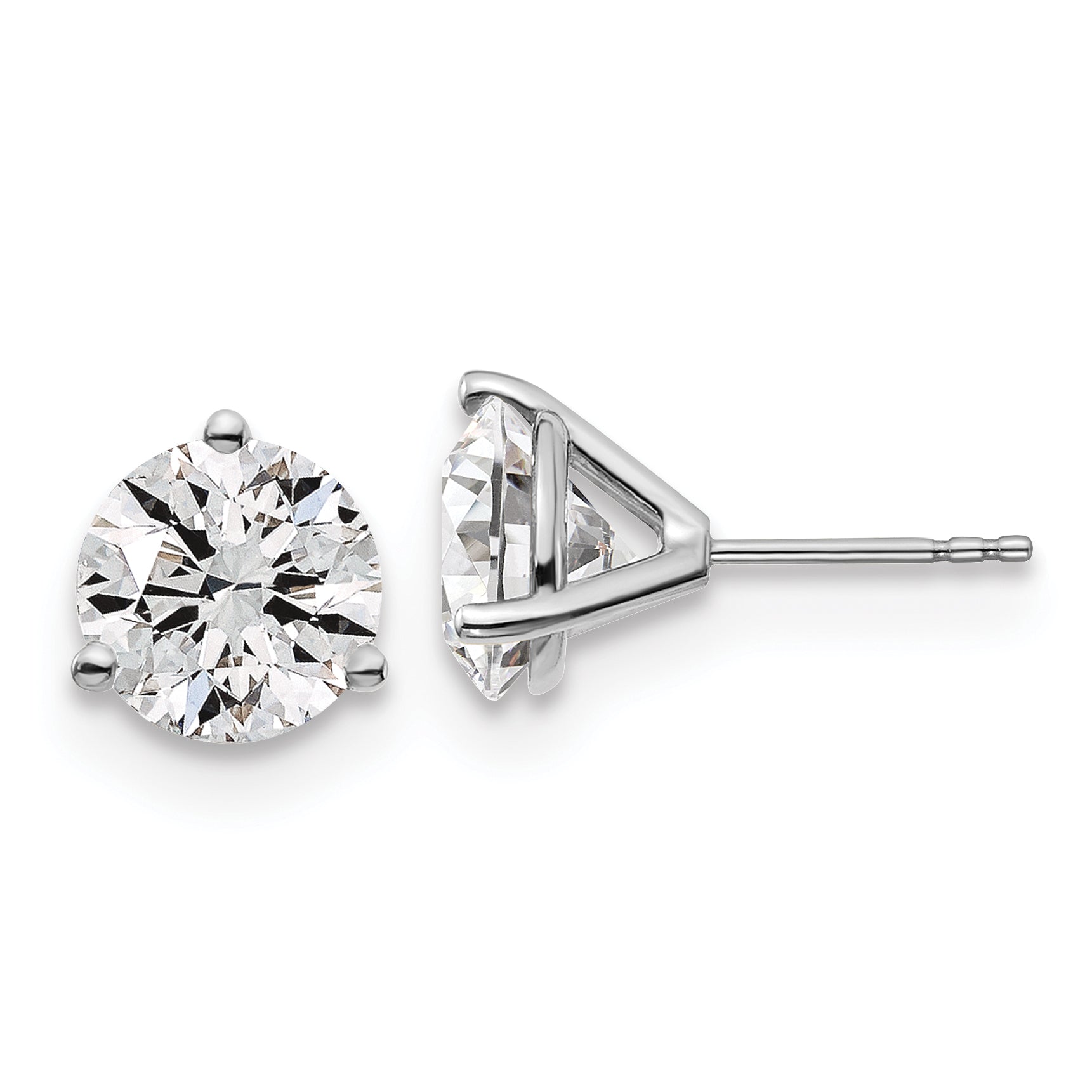 Platinum 5 ct Certified Lab-Created Diamond VS+ F+, 3-Prong Stud Earrings