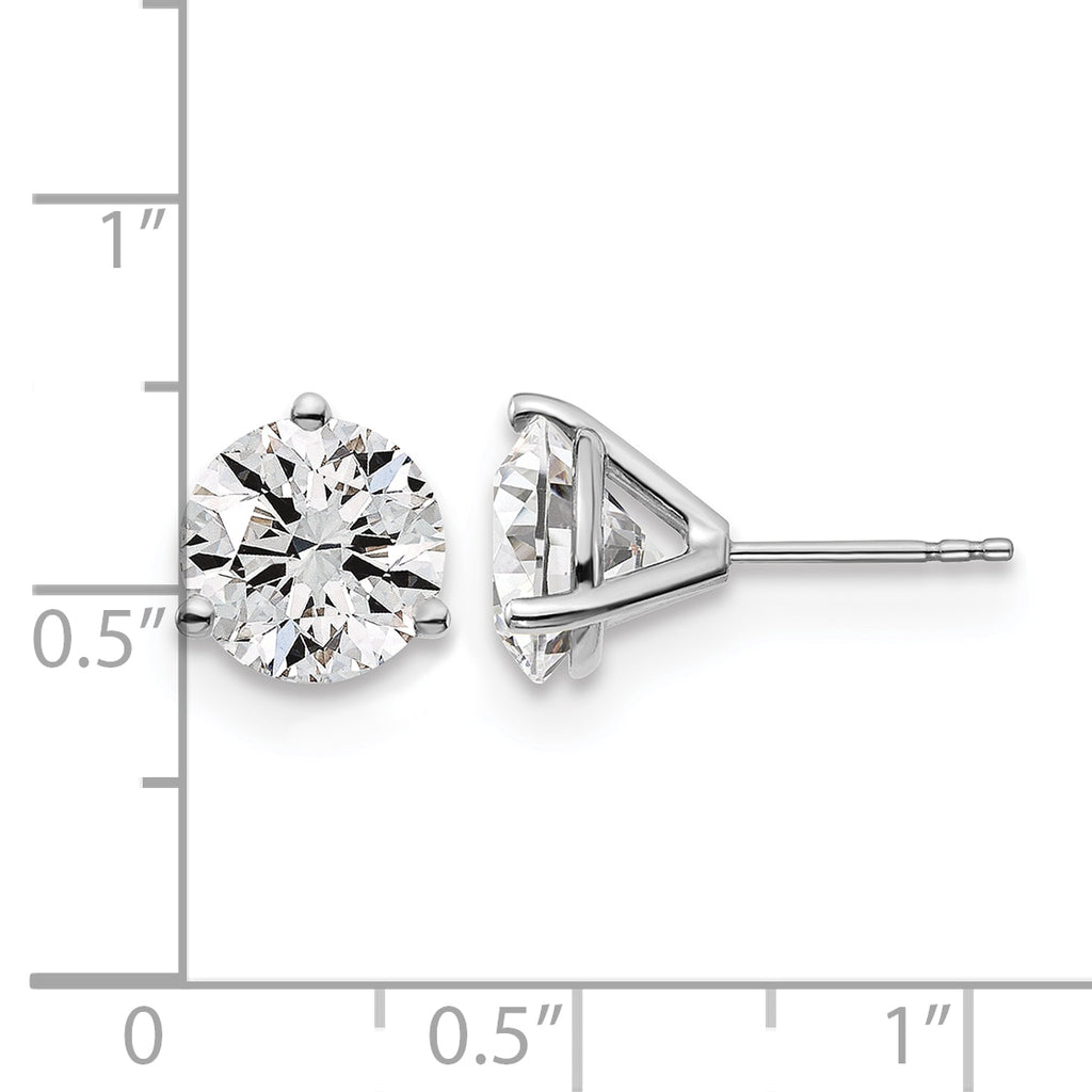 14K White Gold 5 ct Lab-Created Diamond VS+ F+, 3-Prong Stud Earrings