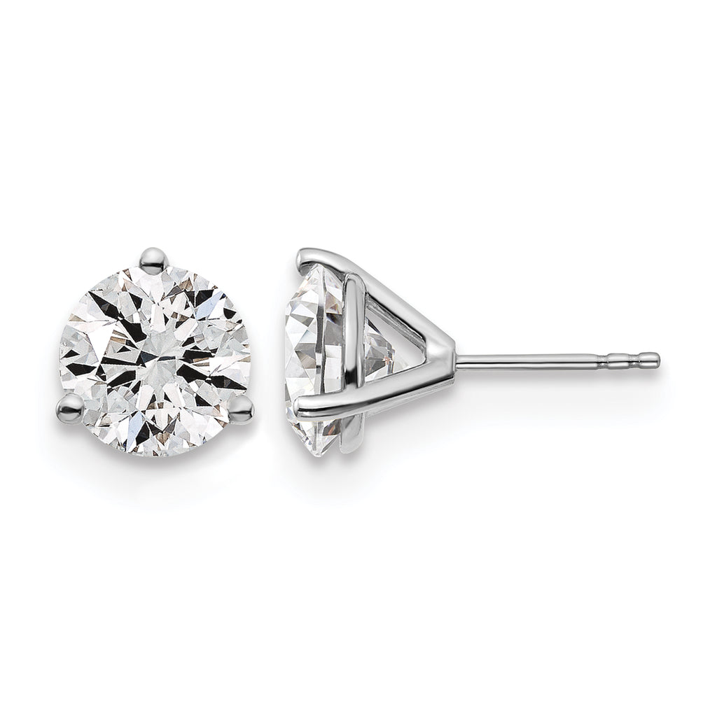 14K White Gold 5 ct Lab-Created Diamond VS+ F+, 3-Prong Stud Earrings