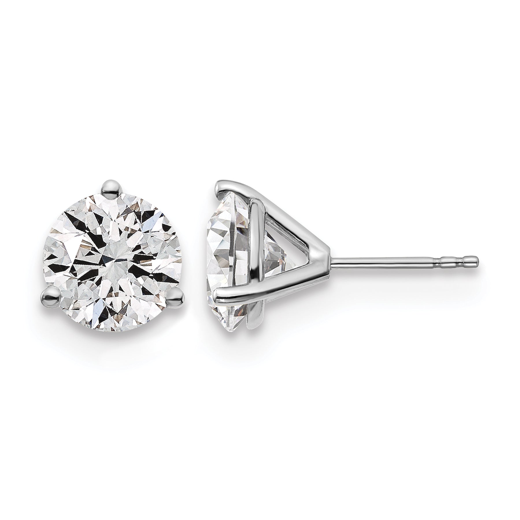 14K White Gold 5 ct Lab-Created Diamond VS/SI+ G+, 3-Prong Stud Earrings Main image
