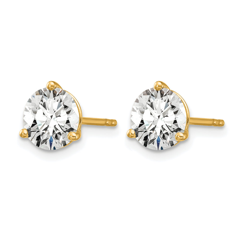 14K Yellow Gold 5 ct Lab-Created Diamond VS/SI+ G+, 3-Prong Stud Earrings