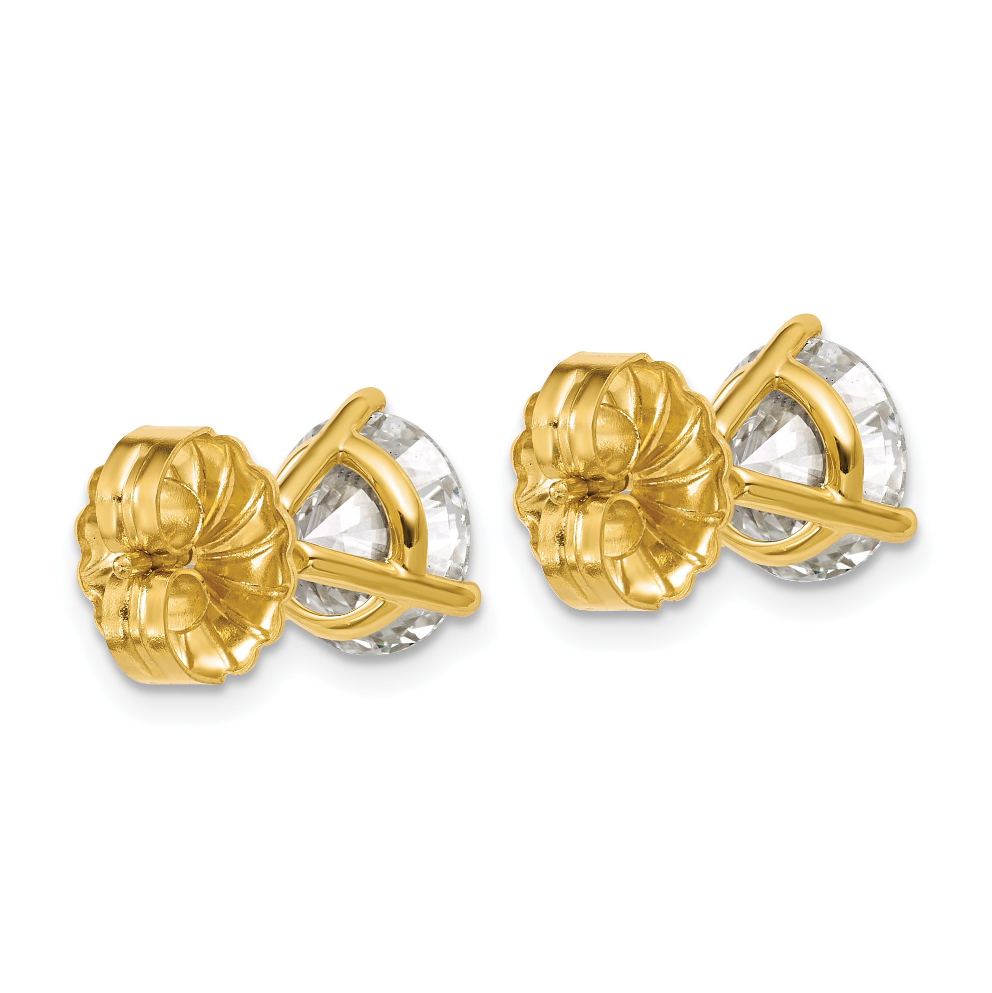 14k 5 carat Certified Lab Grown Diamond VS+ F+ Round Complete Three Prong Stud Earrings