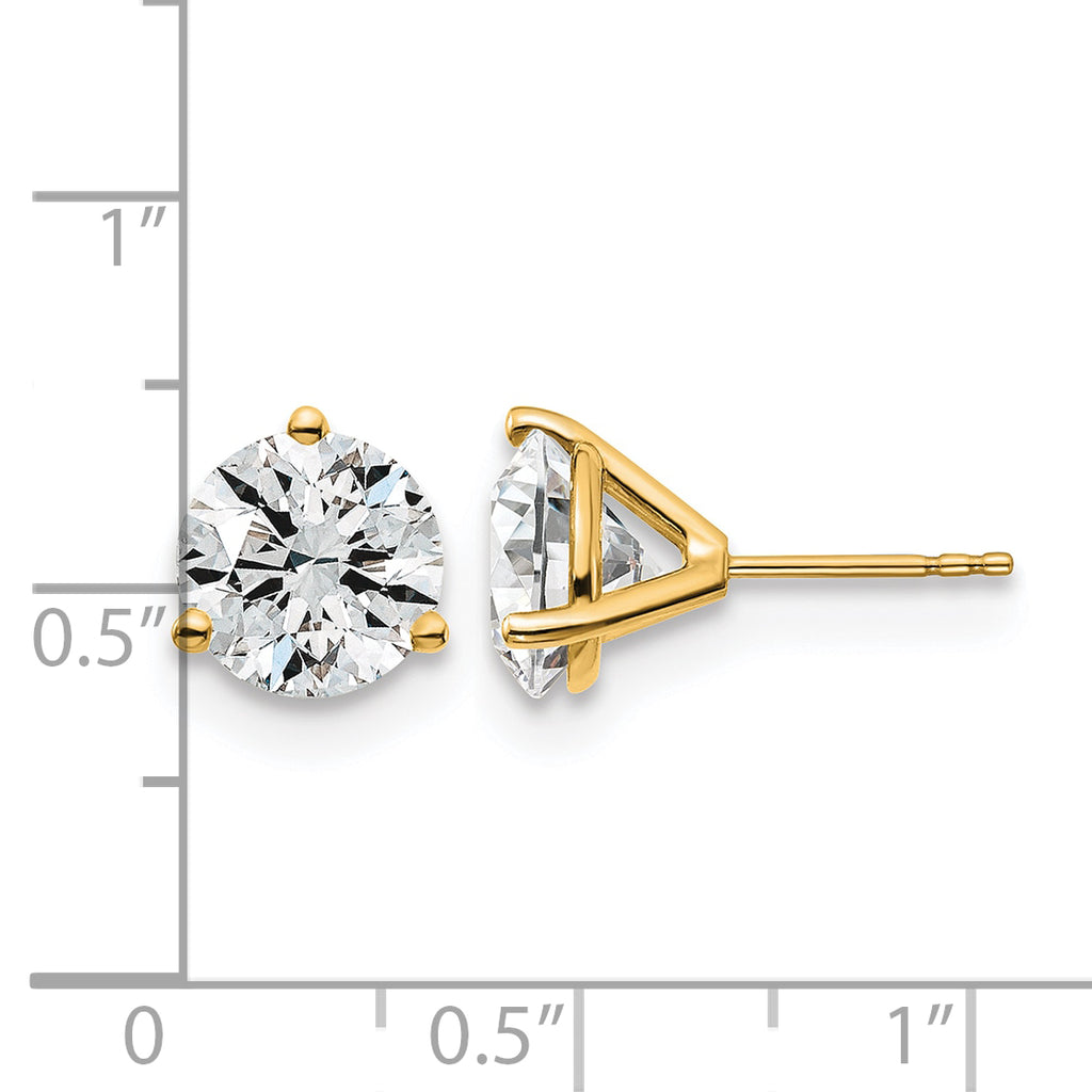 14K Yellow Gold 5 ct Certified Lab-Created Diamond VS/SI+ G+, 3-Prong Stud Earrings