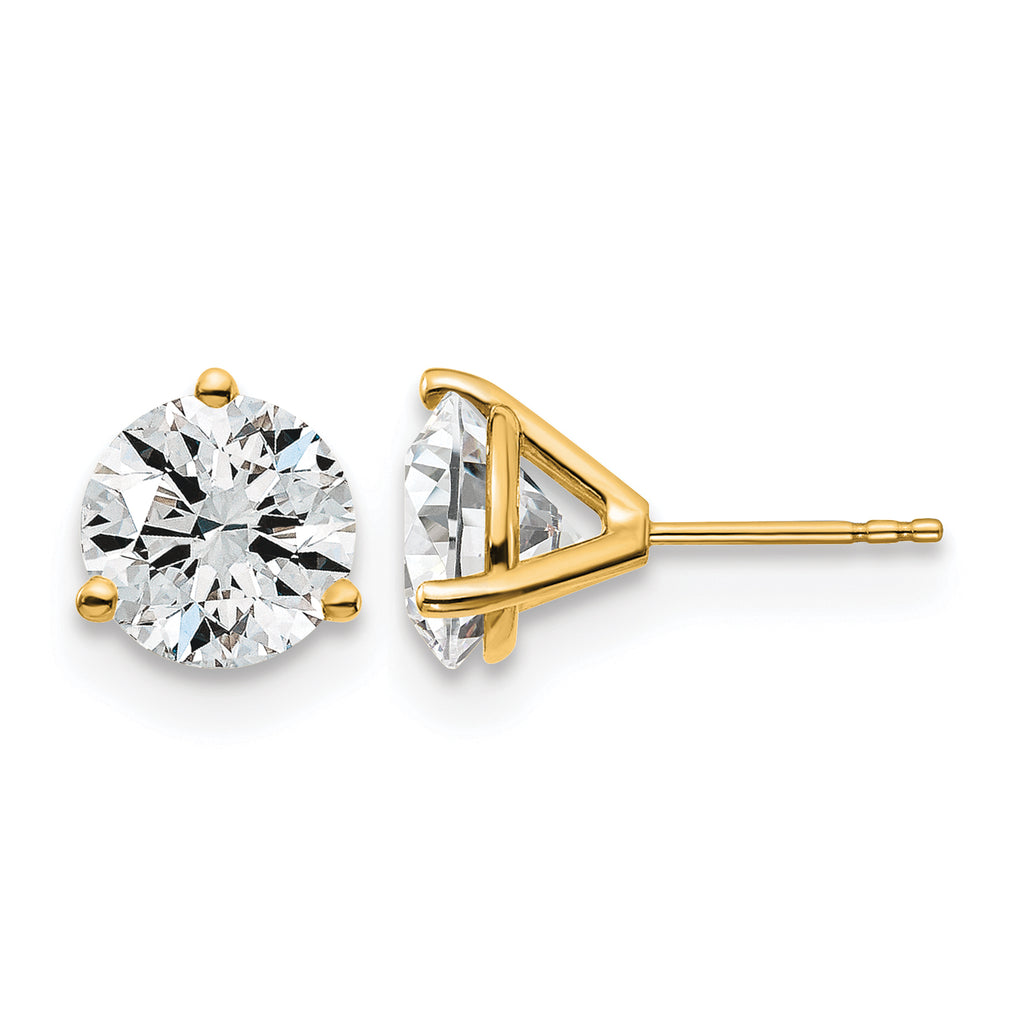 14K Yellow Gold 5 ct Certified Lab-Created Diamond VS/SI+ G+, 3-Prong Stud Earrings