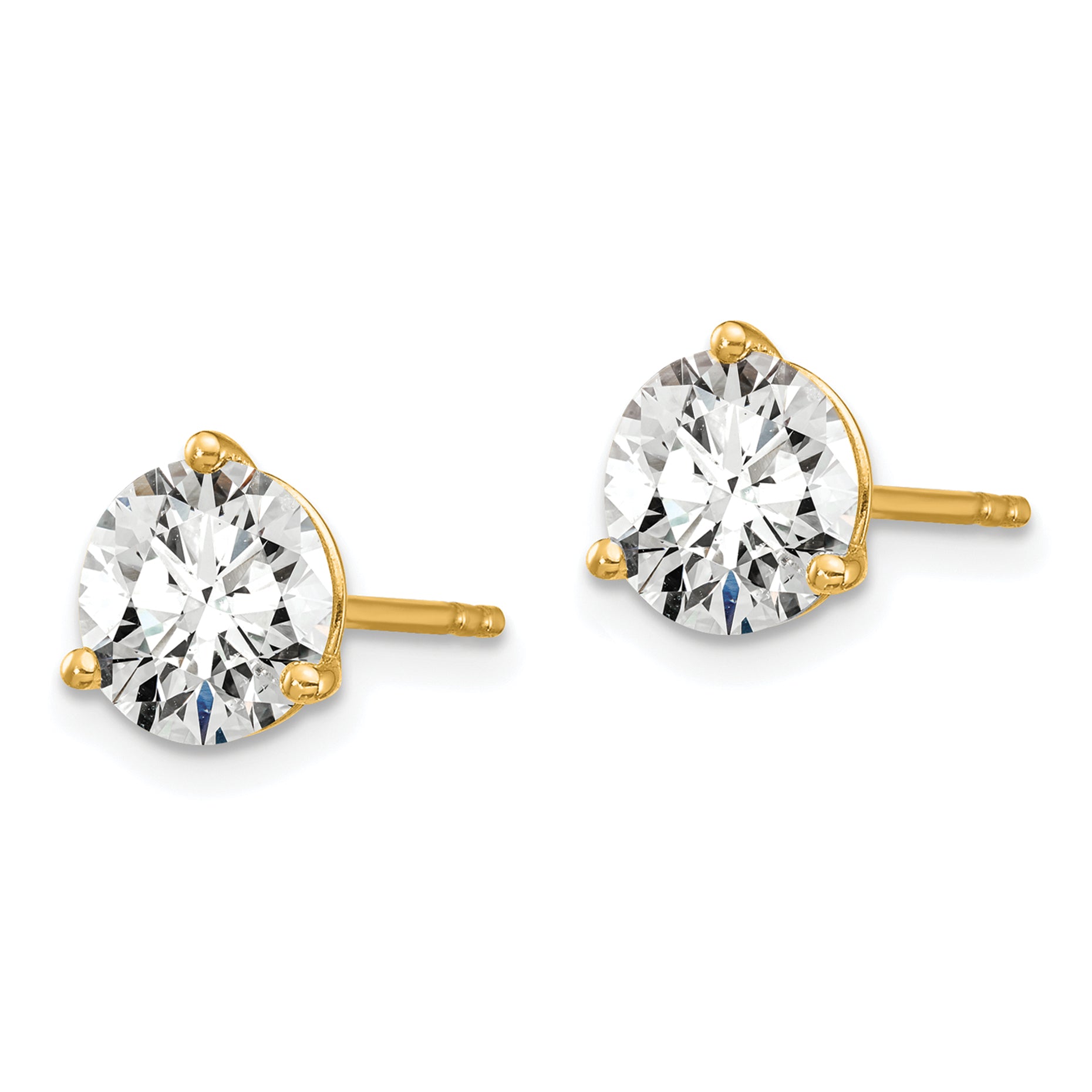 18K Yellow Gold 6 ct Certified Lab-Created Diamond VS+ F+, 3-Prong Stud Earrings Secondary image