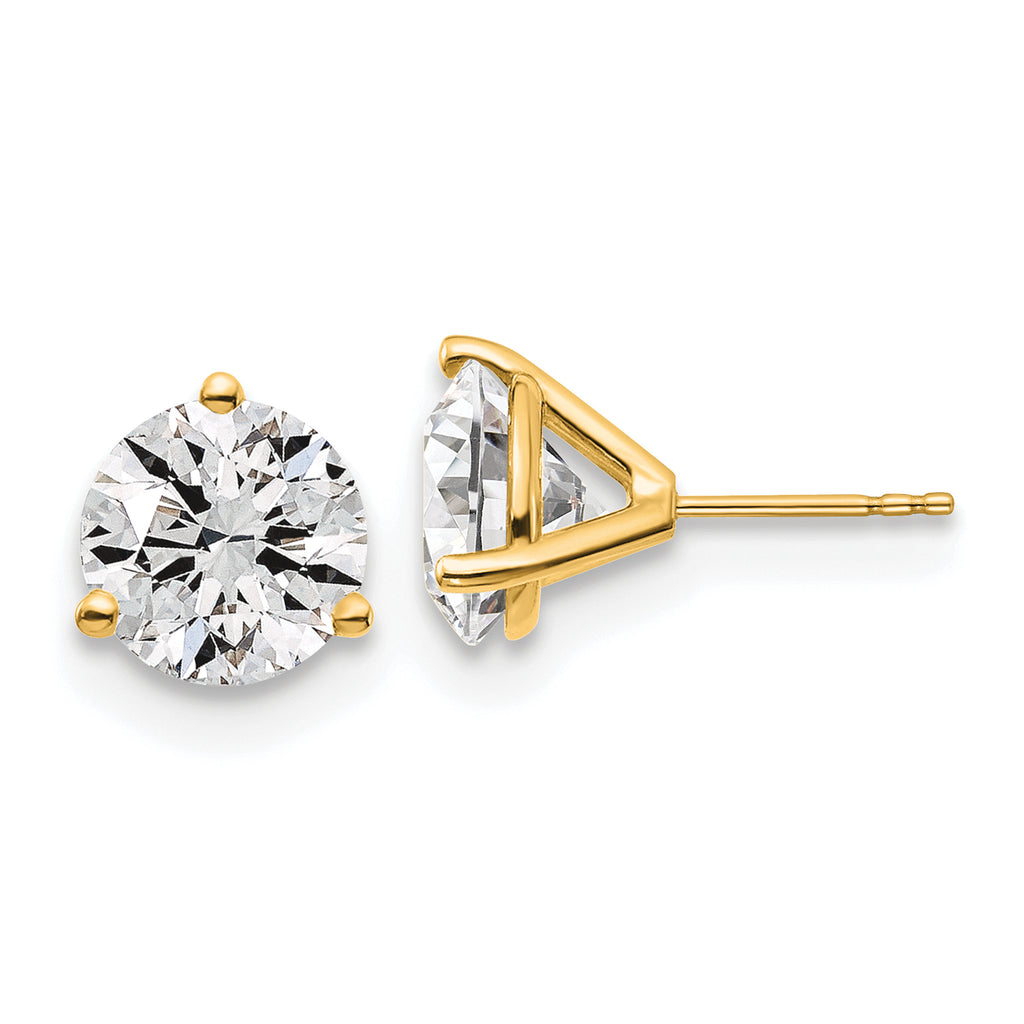 18K Yellow Gold 6 ct Certified Lab-Created Diamond VS+ F+, 3-Prong Stud Earrings