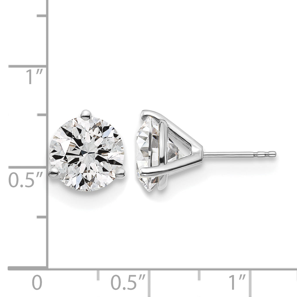 14K White Gold 6 ct Certified Lab-Created Diamond VS+ F+, 3-Prong Stud Earrings