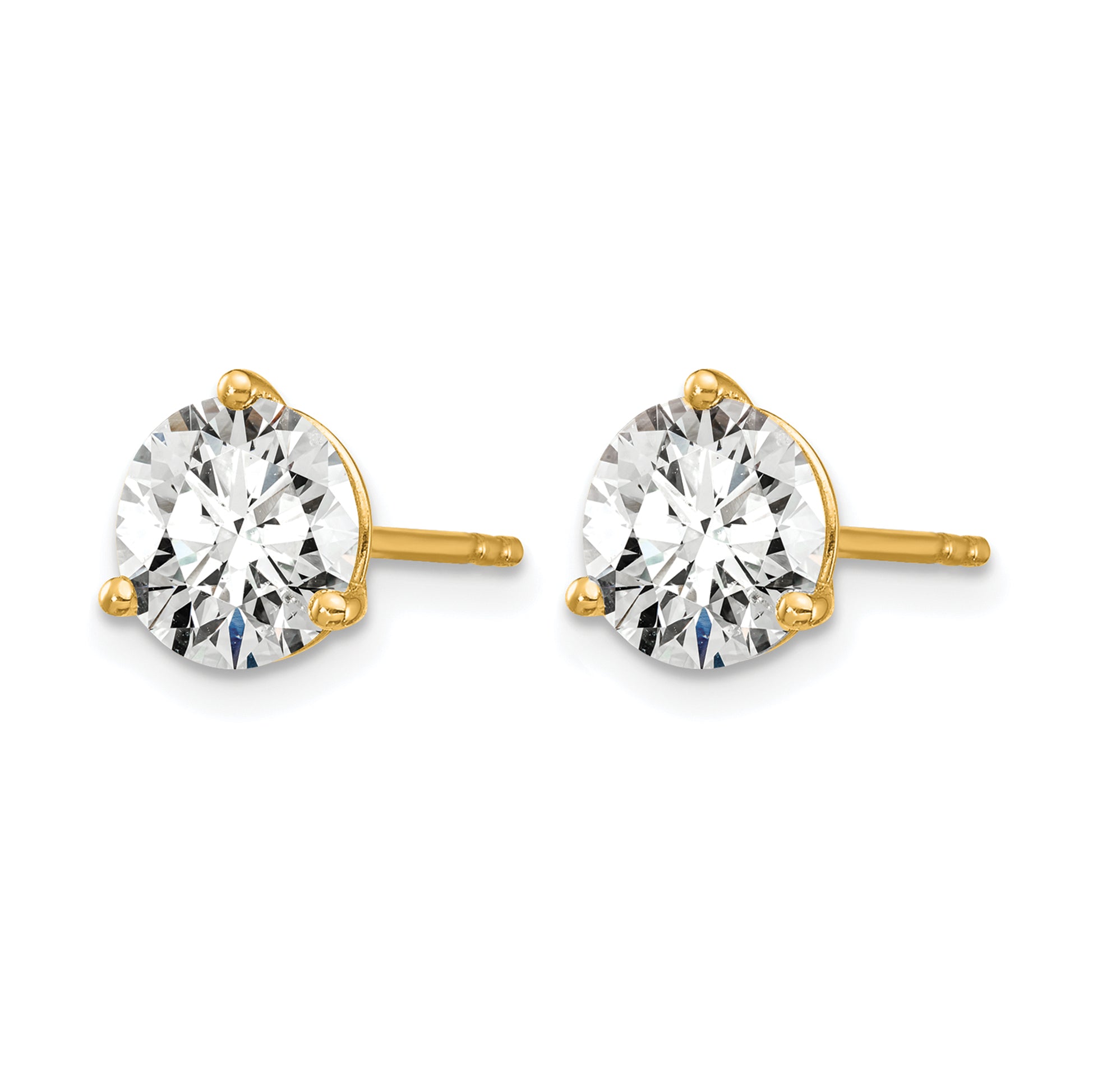 14K Yellow Gold 6 ct Certified Lab-Created Diamond VS/SI+ G+, 3-Prong Stud Earrings