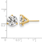 14K Yellow Gold 6 ct Certified Lab-Created Diamond VS+ F+, 3-Prong Stud Earrings