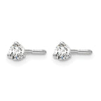 14K White Gold 1/5 ct Certified Lab-Created Diamond VS/SI+ G+, 3-Prong Screw-Back Stud Earrings