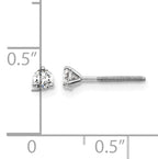 14K White Gold 1/5 ct Certified Lab-Created Diamond VS+ F+, 3-Prong Screw-Back Stud Earrings