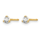 14K Yellow Gold 1/5 ct Lab-Created Diamond VS/SI+ G+, 3-Prong Screw-Back Stud Earrings