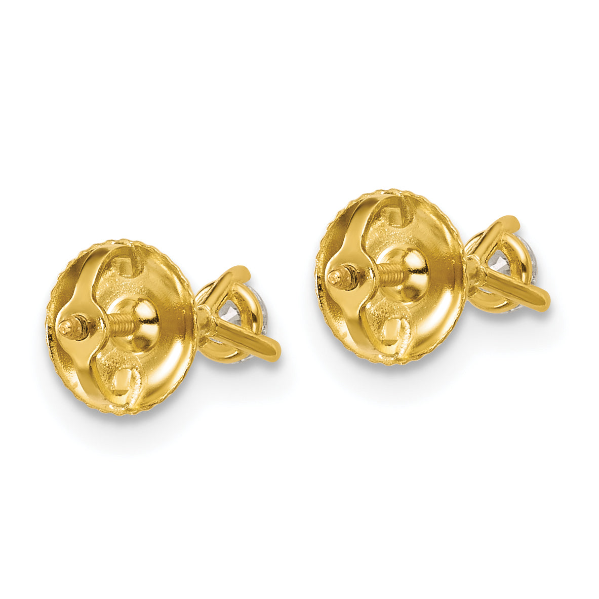 14K Yellow Gold 1/5 ct Certified Lab-Created Diamond VS/SI+ G+, 3-Prong Screw-Back Stud Earrings