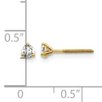 14K Yellow Gold 1/5 ct Lab-Created Diamond VS/SI+ G+, 3-Prong Screw-Back Stud Earrings