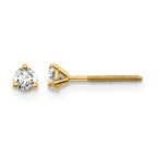 14K Yellow Gold 1/5 ct Lab-Created Diamond VS/SI+ G+, 3-Prong Screw-Back Stud Earrings
