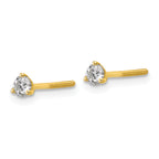 18K Yellow Gold 1/4 ct Certified Lab-Created Diamond VS+ F+, 3-Prong Screw-Back Stud Earrings