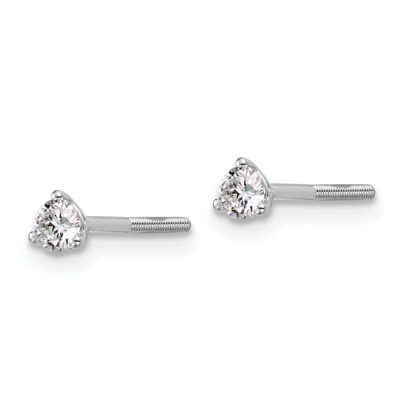 Platinum 1/4 carat Lab Grown Diamond VS+ F+ Round Complete Three Prong Screwback Stud Earrings