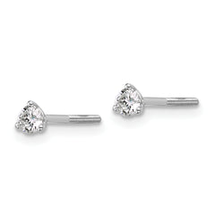 Platinum 1/4 carat Lab Grown Diamond VS+ F+ Round Complete Three Prong Screwback Stud Earrings