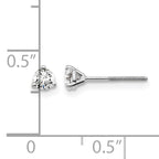 14K White Gold 1/4 ct Certified Lab-Created Diamond VS+ F+, 3-Prong Screw-Back Stud Earrings