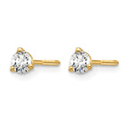 14K Yellow Gold 1/4 ct Certified Lab-Created Diamond VS/SI+ G+, 3-Prong Screw-Back Stud Earrings