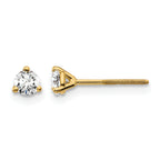 14K Yellow Gold 1/4 ct Certified Lab-Created Diamond VS/SI+ G+, 3-Prong Screw-Back Stud Earrings