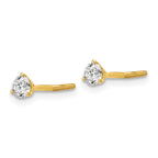 18K Yellow Gold 1/3 ct Certified Lab-Created Diamond VS+ F+, 3-Prong Screw-Back Stud Earrings