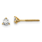 18K Yellow Gold 1/3 ct Lab-Created Diamond VS+ F+, 3-Prong Screw-Back Stud Earrings